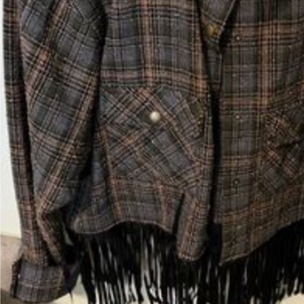 Chic Plaid Fringe Blazer